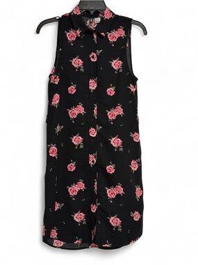 H&M Black Dress with Pink Rose Print
